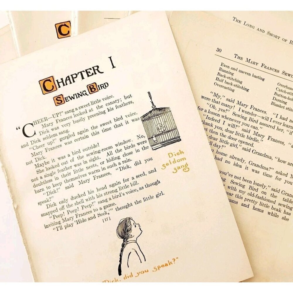 1913 Mary Frances Sewing Pages Ephemera Lot Of 100 Pcs Illustrated Crafts LGDWB1